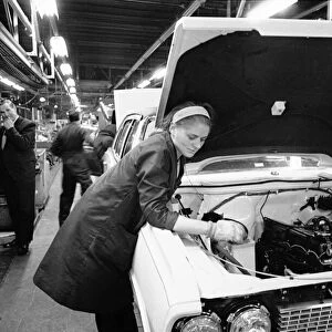 Women working on the Vauxhall Victor production line at the Vauxhall motor factory in
