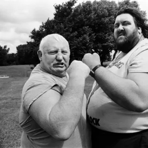 Wrestlers Shirley Crabtree alias Big Daddy with fellow British wrestler Martin Ruane