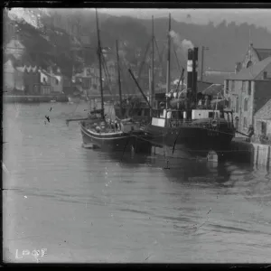 Steamboat moored at East looe Quay for cargo