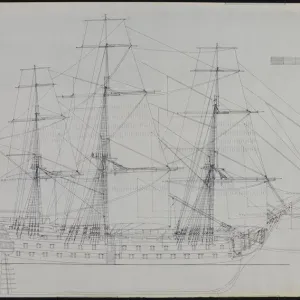 HMS Victory Print: 1805 Sail and Rigging Plan