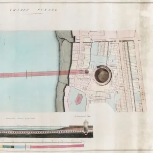 Print of Thames Tunnel Plan, 1842