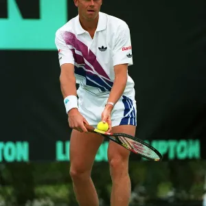 Photo Vintage 1980s – Stefan Edberg Joueur De Tennis Suédois Serrant La Main