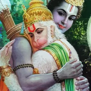 holy lord rama hinduism spiritual hug hanuman monkey god illustration