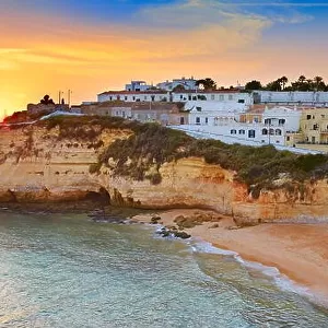 Sunset at Algarve coast, Carvoeiro, Portugal