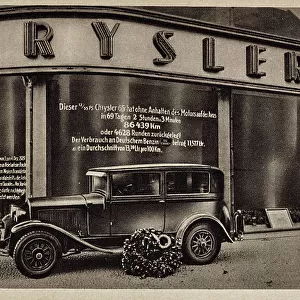 Car parked in front of a store of Chrysler