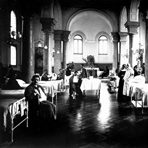 Decorated salon at a hospital with war convalescents