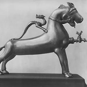 Jug in form of a chimerical horse. Sculpted work of the Flemish School preserved in the Cluny Museum, Paris