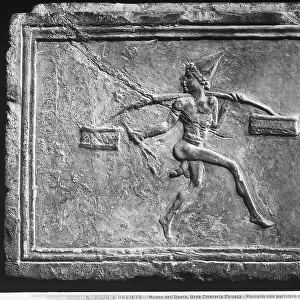 Panel with basket carrier from an etruscan cinerary urn, in the Museo dell'Opera del Duomo in Orvieto