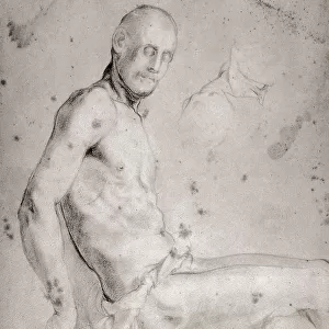 Seated male figure. Drawing by Pontormo, in the Gabinetto dei Disegni e delle Stampe, at the Uffizi Gallery, in Florence