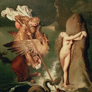 Angelica saved by Ruggiero, from Ariostos epic poem
