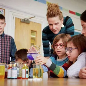 Children in a science lesson with a teacher