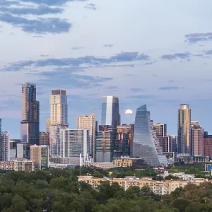 Austin Texas Skyline Print: Full Harvest Moon Rising Austin Texas Skyline Print: Full Harvest Moon Rising