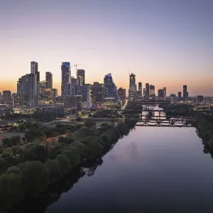 Austin Texas Sunrise Print: Vibrant City Skyline Austin Texas Sunrise Print: Vibrant City Skyline