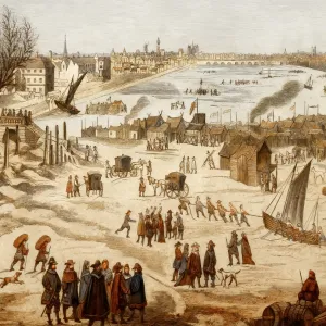 Thames Frost Fair Print, London 1683 Thames Frost Fair Print, London 1683