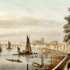 18th Century Print: Somerset House to Westminster, London 18th Century Print: Somerset House to Westminster, London