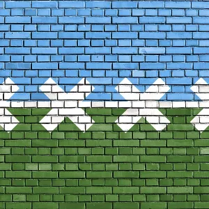 Flag of Cedar Park, Texas Print on Brick Wall Flag of Cedar Park, Texas Print on Brick Wall
