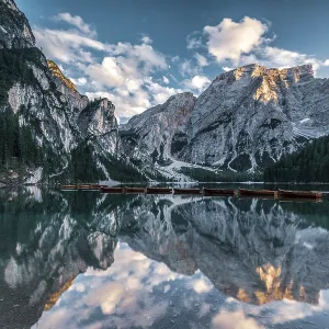 Panoramic view of the Dolomites in autumn