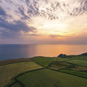 Caunter Beach and Cliffs Sunset Print, Cornwall, England Caunter Beach and Cliffs Sunset Print, Cornwall, England