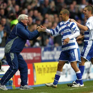 James Harper celebrates his goal with Ron Grant