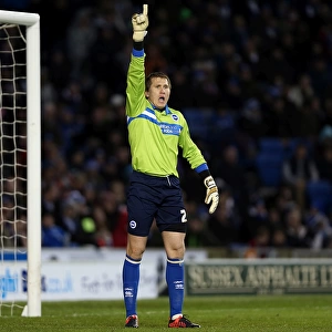 Brighton Derby: Intense Moment as Tomasz Kuszczak Shouts Instructions during Brighton & Hove Albion vs. Derby County, 2013