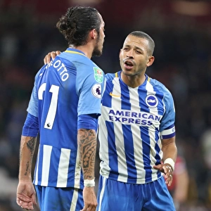 Brighton and Hove Albion's Liam Rosenior and Ezequiel Schelotto in Action against AFC Bournemouth in the EFL Cup, 19th September 2017