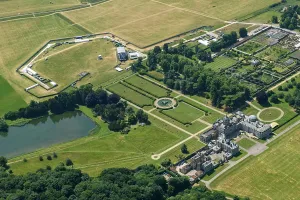 Prints of Castled Howard country house and outdoor concert stage, North Yorkshire, 2022 England from the Air - Landscapes, Cities and Heritage: Castled Howard Print, North Yorkshire Country House