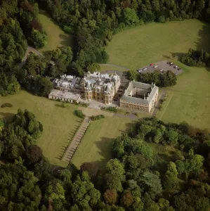 Prints of Halton House, Halton, Buckinghamshire. An aerial view of Halton House, which is set in extensive grounds. The house was built in 1881-4 by William Cubitt and Company for Lord Rothschild England from the Air - Landscapes, Cities and Heritage: Halton House Print: Aerial view of the French chateau-style house