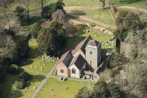 Prints of The Church of St Giles, Stoke Poges, Buckinghamshire. Photographed in 2018 England from the Air - Landscapes, Cities and Heritage: Stoke Poges Church Print, 2018 Photograph