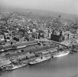 Aerial photograph print of Liverpool Pierhead