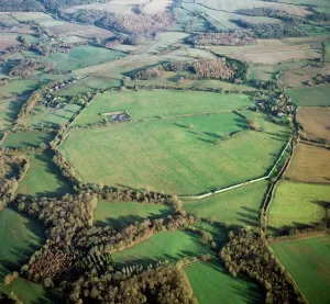 Prints of SILCHESTER ROMAN CITY WALLS, Hampshire. Aerial view Hampshire Prints: Silchester Roman City Walls Print, Aerial View