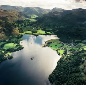 Prints of ULLSWATER, Lake District, Cumbria. Aerial view of Ullswater and Patterdale. Aerofilms Collection (see Links) Explore England - Iconic Landmarks and Places to Visit: Ullswater Aerial View Print