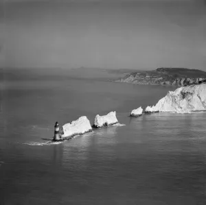 Prints of The Needles, Isle of Wight, from the south. Photographed by Aerofilms Ltd in April 1949 Isle Of Wight Prints: The Needles Lighthouse Print from the South