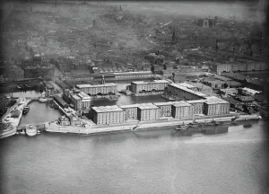 Prints of Albert Dock and the Canning Half Tide Dock, Liverpool. Photographed by Aerofilms Ltd, July 1920 Merseyside Prints: Albert Dock Print, July 1920