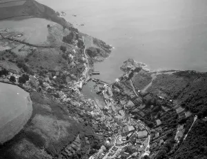 South-West England - Aerial Views: Aerial view of Polperro, Cornwall Print