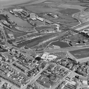 Print of Portishead Dock and branch railway line, 1972