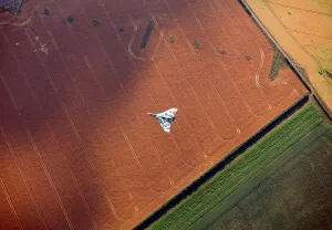 Vulcan Bomber Prints: Print of a Vulcan bomber taking off from RAF Waddington in 2009