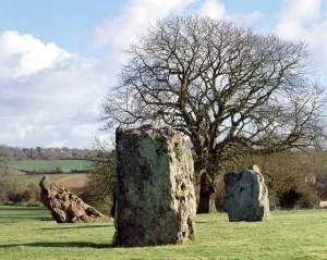 Prints of STANTON DREW CIRCLES AND COVE, Bath and NE Somerset. View of the standing stones. Also the site of Britains largest prehistoric timber circle discovered September 1997 Historic Landmark Prints: Stanton Drew Circles Print - Standing Stones View