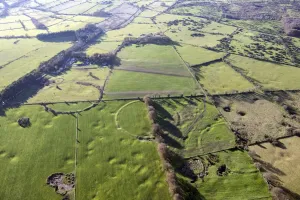 Print of Priddy Circles earthwork enclosures in Somerset