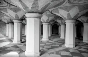 Prints of CRYSTAL PALACE, Sydenham, Greater London. Interior view showing the entrance arcade from the station below the Crystal Palace Parade. Photographed by Eric de Mare between 1945 and 1980 Monuments And Memorial Prints: Crystal Palace Entrance Arcade Print