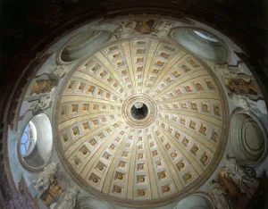 Prints of WREST PARK HOUSE AND GARDENS, Silsoe, Bedfordshire. Interior view of the Archer Pavilion dome painted in trompe l oeil by Louis Hauduroy in 1712 Bedfordshire Prints: Wrest Park Pavilion Print: Interior View of the Archer Dome