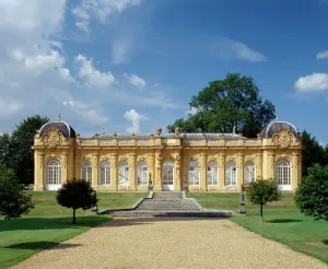 Prints of WREST PARK HOUSE AND GARDENS, Silsoe, Bedfordshire. The Orangery c1835 designed by Thomas Philip 2nd Earl de Grey Bedfordshire Prints: Wrest Park Orangery Print, c1835 Georgian Architecture