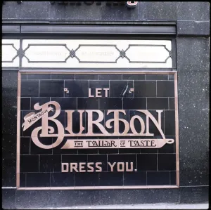 Print of Burton's 1937 Abergavenny store signage
