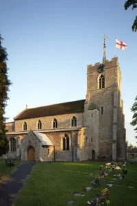 Prints of St John the Baptists Church, SOMERSHAM, HUNTINGDONSHIRE, CAMBRIDGESHIRE. View from the north-west Huntingdonshire Prints: Print of St John the Baptist's Church, Somersham