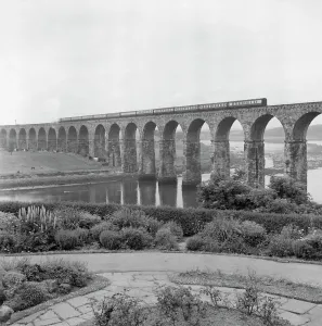 Victorian Architecture - Buildings, Streets and Landmarks: Print of Royal Border Bridge crossing the railway viaduct