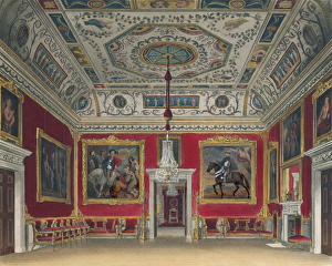 <b class=qtipBold><figcaption>Buckingham Palace N110239</figcaption></b><br>BUCKINGHAM PALACE, Buckingham Palace Road, City of Westminster, London. Interior view. Coloured aquatint dated 1817 by I Stephanoff. From "The history of royal residences..." by W H Pyne 1819. Engraving from the Mayson Beeton Collection.<br><em>© Historic England</em> Buckingham Palace N110239