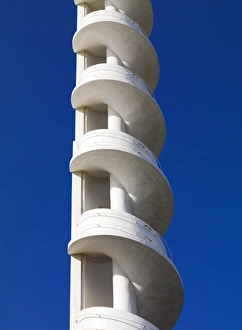 <b class=qtipBold><figcaption>Casino tower, Blackpool DP137949</figcaption></b><br>Blackpool, Lancashire. Detail of spiral tower at Casino, South Beach, Blackpool.<br><em>© Historic England</em> Casino tower, Blackpool DP137949