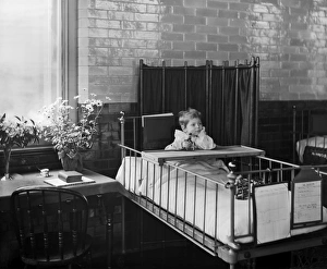 <b class=qtipBold><figcaption>Child in hospital BL12178_001</figcaption></b><br>THE HOSPITAL FOR SICK CHILDREN, Great Ormond Street, London. Interior view. A young patient in bed on the Clarence Ward. The Hospital for Sick Children later became known as Great Ormond Street Hospital. Photographed for the secretary of the hospital by Bedford Lemere and Co. in May 1893.<br><em>© Historic England</em> Child in hospital BL12178_001