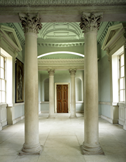 <b class=qtipBold><figcaption>Chiswick House J040114</figcaption></b><br>CHISWICK HOUSE, Hounslow, London. Interior view of the Palladian style first floor link building.<br><em>© Historic England</em> Chiswick House J040114
