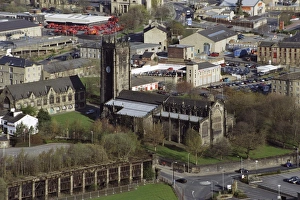 <b class=qtipBold><figcaption>Church of St John</figcaption></b><br>Aerial view of the grade I listed church, located in Halifax, West Yorkshire. IoE 338664.<br><em>© Nigel Wood Source: Images of England</em> Church of St John