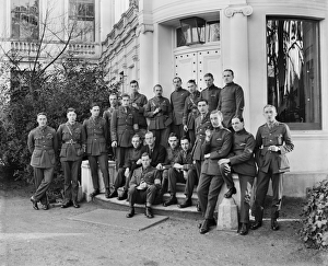 <b class=qtipBold><figcaption>Convalescing Airmen BL24090_008</figcaption></b><br>SHIRLEY PARK, Shirley Road, Shirley, London. Members of the Royal Flying Corps posed outside Shirley Park. Part of the estate was used for convalescing airmen during WW1. Photographed by Bedford Lemere & Co, December 1917.<br><em>© Historic England</em> Convalescing Airmen BL24090_008